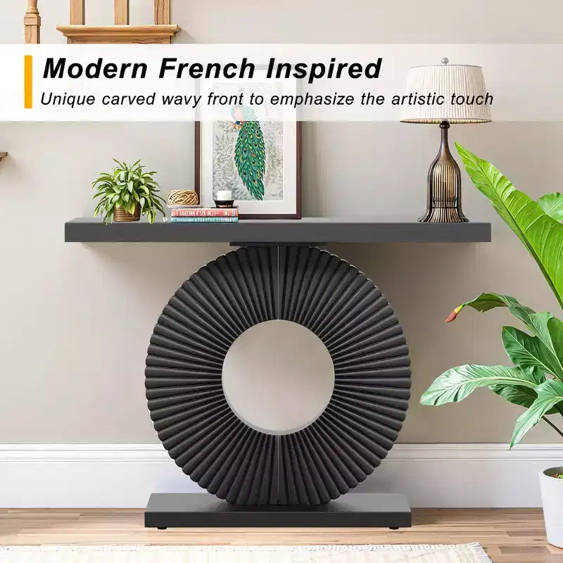 Stylish Clutter-Free Storage Console Table, Abstract Texture Top Display Table for Collectibles