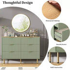 6-Drawer Dresser, Wooden Chest of Drawers, Modern Storage Fluted Panel Design Dressers for Living Room, Bedroom, Closet, Hallway, Entryway