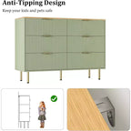 6-Drawer Dresser, Wooden Chest of Drawers, Modern Storage Fluted Panel Design Dressers for Living Room, Bedroom, Closet, Hallway, Entryway