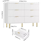 6-Drawer Dresser, Wooden Chest of Drawers, Modern Storage Fluted Panel Design Dressers for Living Room, Bedroom, Closet, Hallway, Entryway