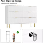 6-Drawer Dresser, Wooden Chest of Drawers, Modern Storage Fluted Panel Design Dressers for Living Room, Bedroom, Closet, Hallway, Entryway