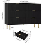 6-Drawer Dresser, Wooden Chest of Drawers, Modern Storage Fluted Panel Design Dressers for Living Room, Bedroom, Closet, Hallway, Entryway