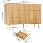 6-Drawer Dresser, Wooden Chest of Drawers, Modern Storage Fluted Panel Design Dressers for Living Room, Bedroom, Closet, Hallway, Entryway