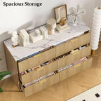 6-Drawer Dresser, Wooden Chest of Drawers, Modern Storage Fluted Panel Design Dressers for Living Room, Bedroom, Closet, Hallway, Entryway