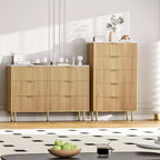 6-Drawer Dresser, Wooden Chest of Drawers, Modern Storage Fluted Panel Design Dressers for Living Room, Bedroom, Closet, Hallway, Entryway