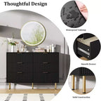 6-Drawer Dresser, Wooden Chest of Drawers, Modern Storage Fluted Panel Design Dressers for Living Room, Bedroom, Closet, Hallway, Entryway