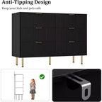 6-Drawer Dresser, Wooden Chest of Drawers, Modern Storage Fluted Panel Design Dressers for Living Room, Bedroom, Closet, Hallway, Entryway