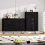 6-Drawer Dresser, Wooden Chest of Drawers, Modern Storage Fluted Panel Design Dressers for Living Room, Bedroom, Closet, Hallway, Entryway