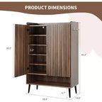 Shoe Cabinet with 2 Doors and Adjustable shelves, Modern 6-Tier Shoe Organizer with Additional Hooks for Hallway, Entryway, Living Room