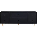 Sideboard Buffet Cabinet with Rattan Doors, Console Table Storage for Kitchen, Dining, Living Room, Hallway, Black