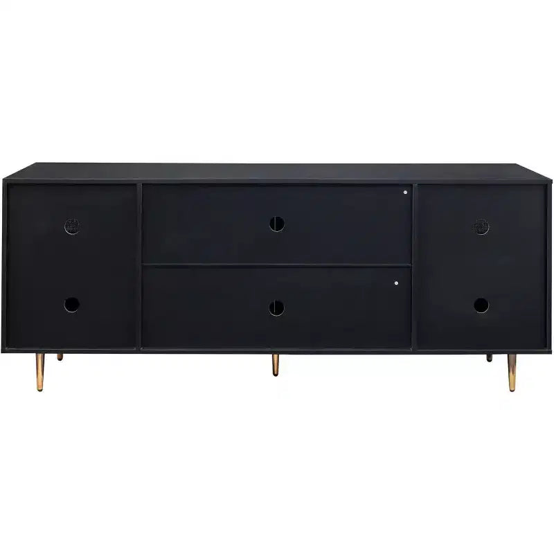 Sideboard Buffet Cabinet with Rattan Doors, Console Table Storage for Kitchen, Dining, Living Room, Hallway, Black