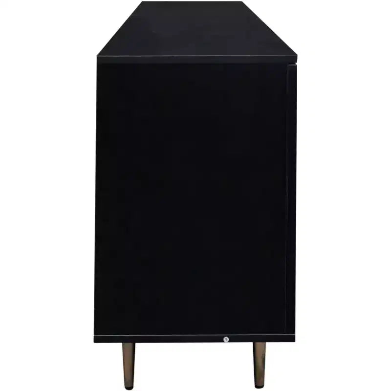 Sideboard Buffet Cabinet with Rattan Doors, Console Table Storage for Kitchen, Dining, Living Room, Hallway, Black
