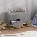Small 2 Drawer Dresser with Gold Metal Base for Living Room, Hallway, Entryway, Nightstand