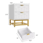 Small 2 Drawer Dresser with Gold Metal Base for Living Room, Hallway, Entryway, Nightstand