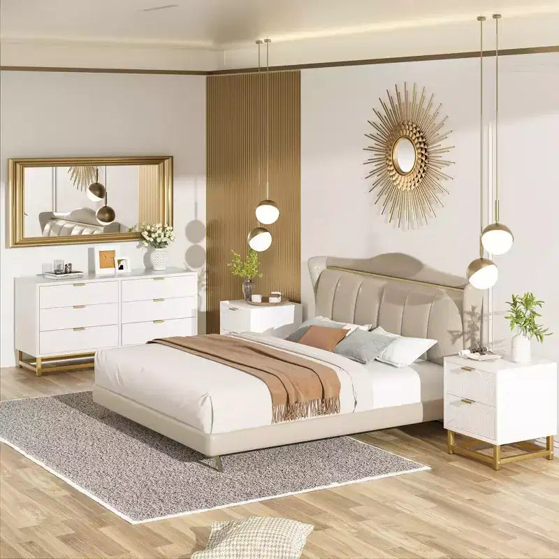 Small 2 Drawer Dresser with Gold Metal Base for Living Room, Hallway, Entryway, Nightstand