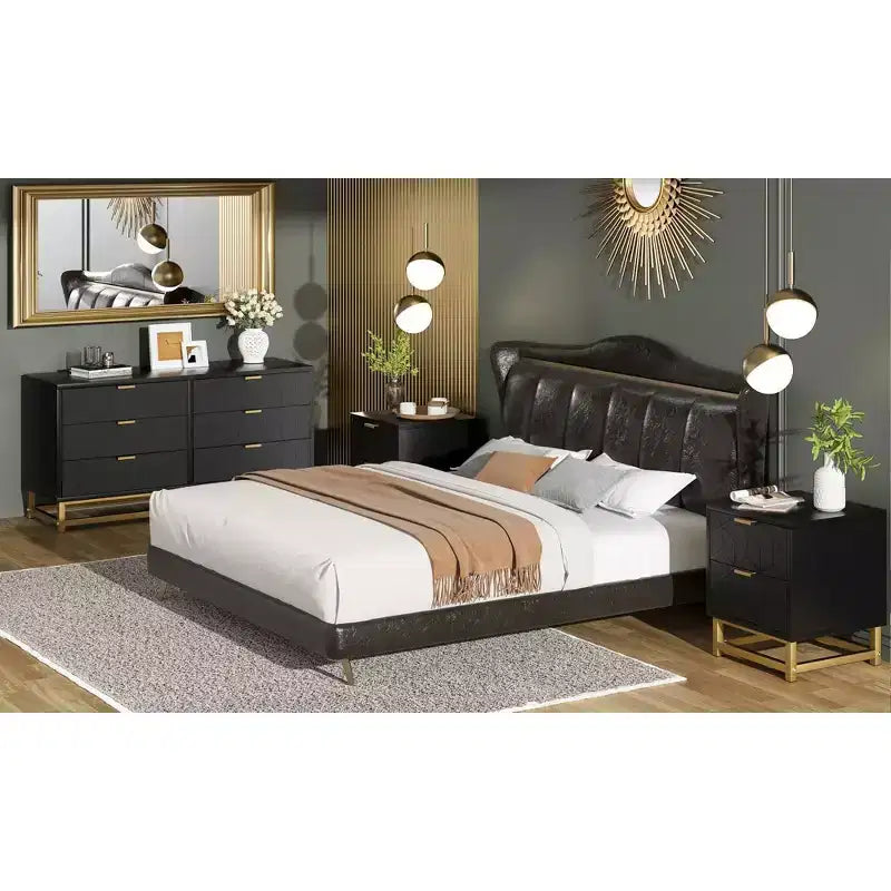 Small 2 Drawer Dresser with Gold Metal Base for Living Room, Hallway, Entryway, Nightstand