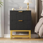 Small 2 Drawer Dresser with Gold Metal Base for Living Room, Hallway, Entryway, Nightstand