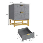 Small 2 Drawer Dresser with Gold Metal Base for Living Room, Hallway, Entryway, Nightstand
