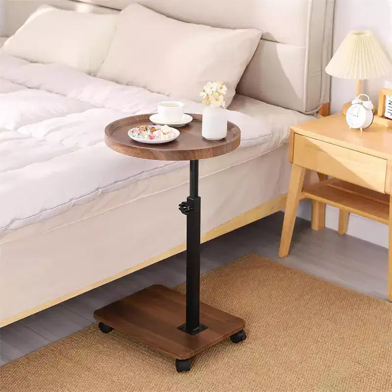 C-Shaped Coffee Table, 360 Rotatable Small Room Side Table, Height Adjustable Round Movable End Table for Living Room Bedroom