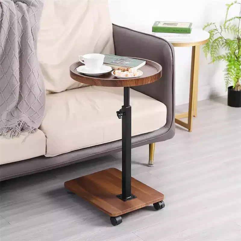 C-Shaped Coffee Table, 360 Rotatable Small Room Side Table, Height Adjustable Round Movable End Table for Living Room Bedroom
