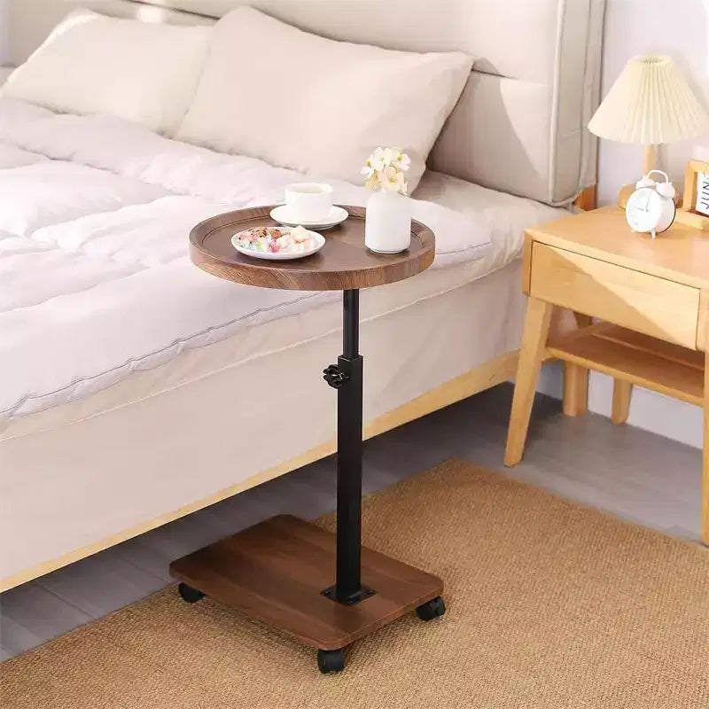 C-Shaped Coffee Table, 360 Rotatable Small Room Side Table, Height Adjustable Round Movable End Table for Living Room Bedroom