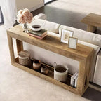 63Narrow Console Table, Long Couch Table Behind Sofa for Hallway, Living Room, Entrance, Foyer, Space-Saving Design, Light Oak Brown
