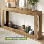 63Narrow Console Table, Long Couch Table Behind Sofa for Hallway, Living Room, Entrance, Foyer, Space-Saving Design, Light Oak Brown