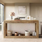 63Narrow Console Table, Long Couch Table Behind Sofa for Hallway, Living Room, Entrance, Foyer, Space-Saving Design, Light Oak Brown