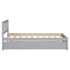 Bellemave Twin Size Bed Frame with Trundle,Wood Platform Bed with Headboard,Twin Bed Frames for Kids,Teens,Adults,No Spring Needed, Grey