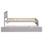 Bellemave Twin Size Bed Frame with Trundle,Wood Platform Bed with Headboard,Twin Bed Frames for Kids,Teens,Adults,No Spring Needed, Grey