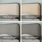 Modern Metal Bed Frame with Upholstered Headboard and 4 Drawers - Beige