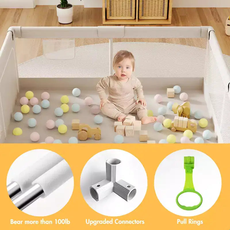 59x59in Baby Playpen  Safe and Durable Activity Fence for Babies and Toddlers, Indoor & Outdoor Use, Perfect for Playtime and Learning