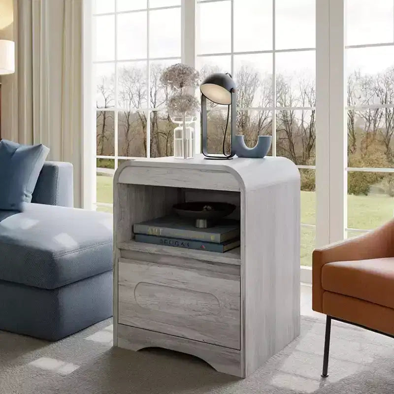 Night Stands for Bedroom Living Room with Drawer Storage Curved Bed Side Table
