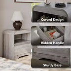 Night Stands for Bedroom Living Room with Drawer Storage Curved Bed Side Table
