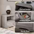 Night Stands for Bedroom Living Room with Drawer Storage Curved Bed Side Table
