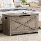 47 Storage Chest Bench with Safety Hinge, Large Wooden Toy Box Organizer for Bedroom or Entryway
