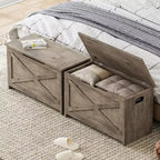 47 Storage Chest Bench with Safety Hinge, Large Wooden Toy Box Organizer for Bedroom or Entryway
