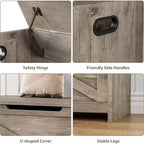 47 Storage Chest Bench with Safety Hinge, Large Wooden Toy Box Organizer for Bedroom or Entryway