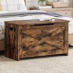 47 Storage Chest Bench with Safety Hinge, Large Wooden Toy Box Organizer for Bedroom or Entryway