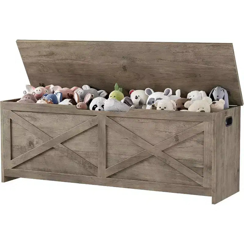 47 Storage Chest Bench with Safety Hinge, Large Wooden Toy Box Organizer for Bedroom or Entryway