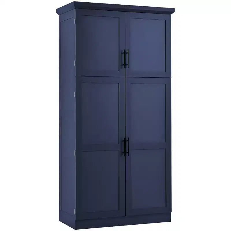 35.5 Freestanding Kitchen Pantry Cabinet with 4 Doors and Pull-out Trays