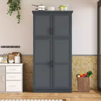 35.5 Freestanding Kitchen Pantry Cabinet with 4 Doors and Pull-out Trays