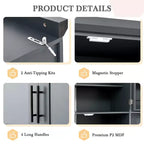 35.5 Freestanding Kitchen Pantry Cabinet with 4 Doors and Pull-out Trays