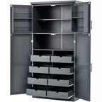 35.5 Freestanding Kitchen Pantry Cabinet with 4 Doors and Pull-out Trays