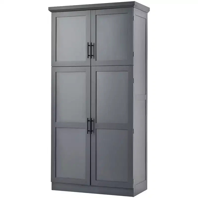 35.5 Freestanding Kitchen Pantry Cabinet with 4 Doors and Pull-out Trays