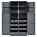 35.5 Freestanding Kitchen Pantry Cabinet with 4 Doors and Pull-out Trays