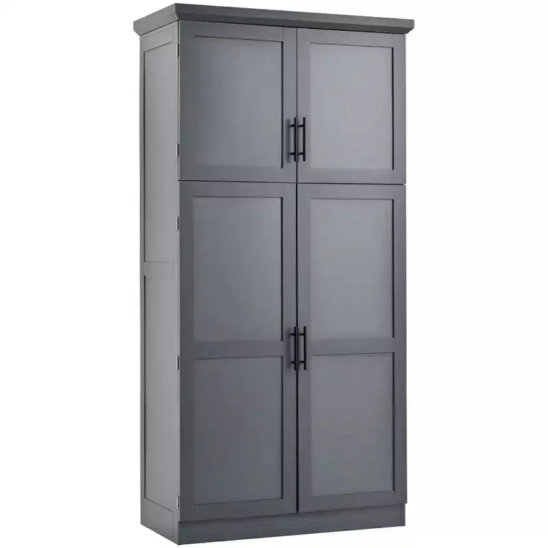 35.5 Freestanding Kitchen Pantry Cabinet with 4 Doors and Pull-out Trays