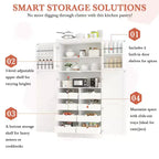 35.5 Freestanding Kitchen Pantry Cabinet with 4 Doors and Pull-out Trays