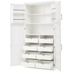 35.5 Freestanding Kitchen Pantry Cabinet with 4 Doors and Pull-out Trays