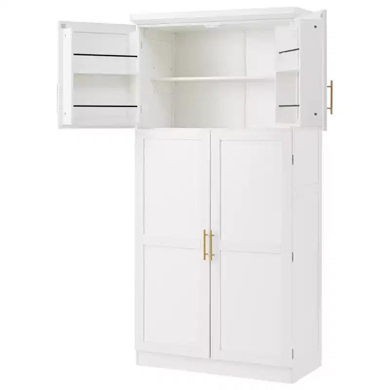35.5 Freestanding Kitchen Pantry Cabinet with 4 Doors and Pull-out Trays